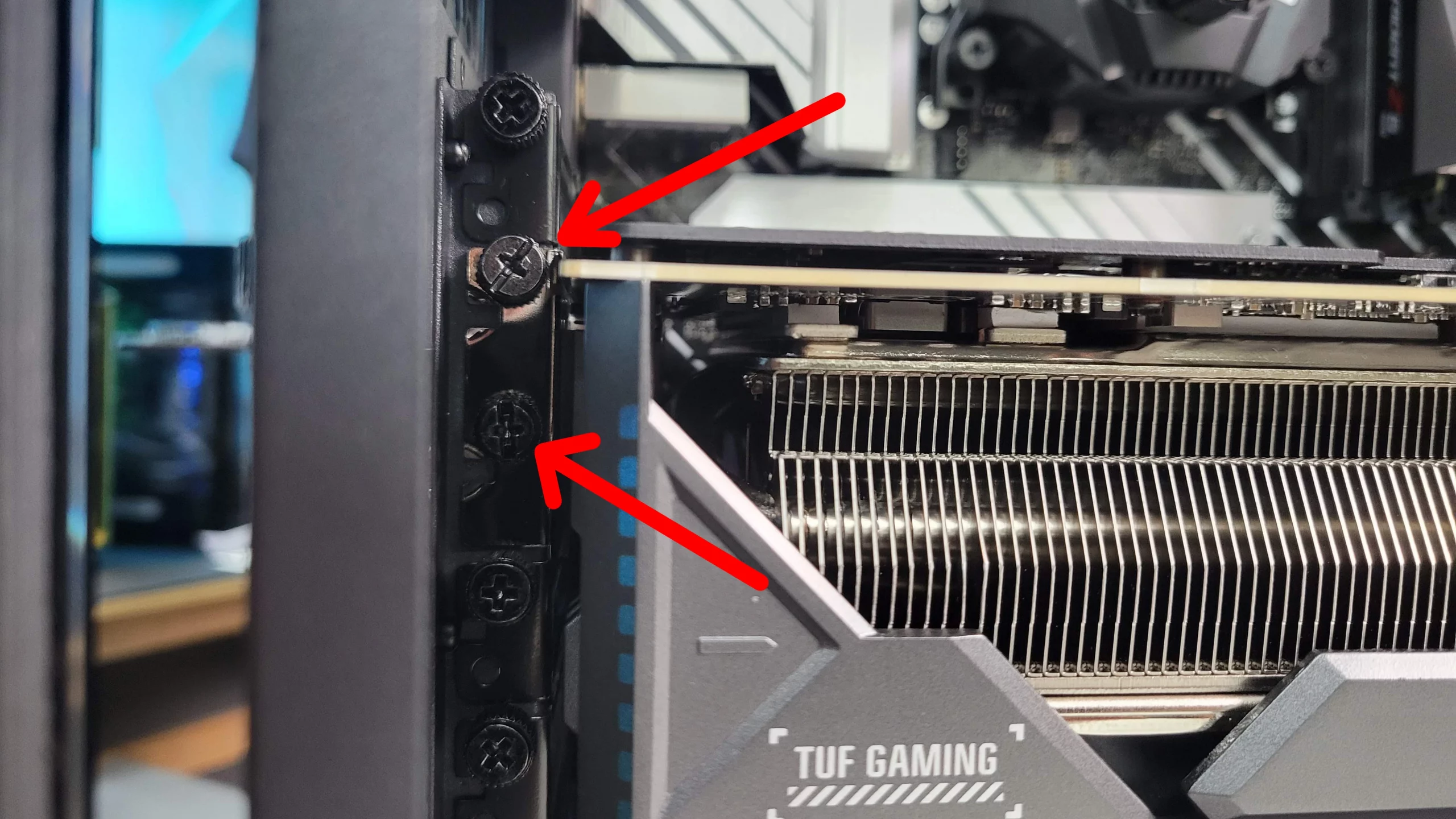 Securely attach graphics card to PCIe covers on back of case