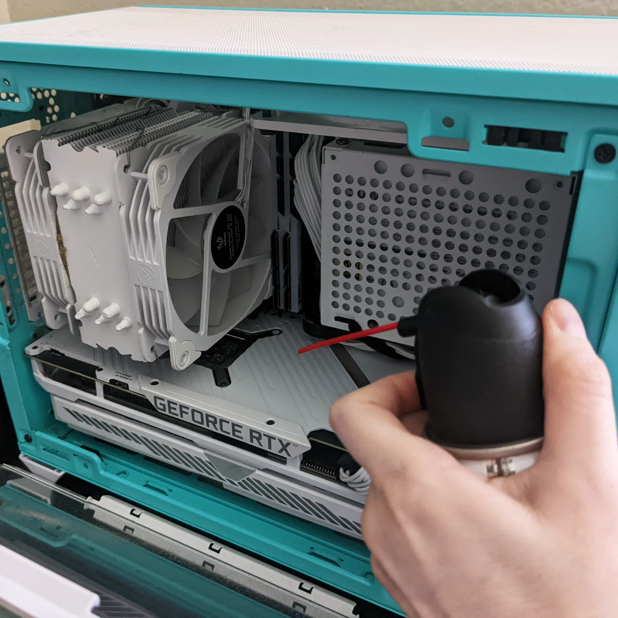 You can clean your PC with compressed air. Compressed air next to open PC.