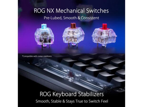 Hot-Swappable Pre-lubed ROG NX Red Switches & Keyboard Stabilizers