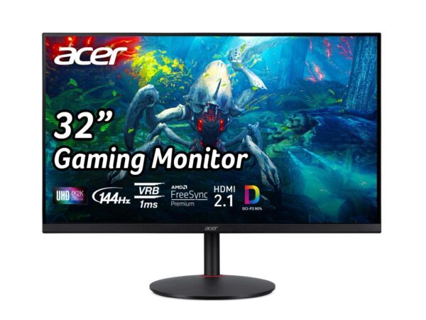 Acer 32â€ 144Hz 4K Gaming Monitor 1ms AMD FreeSync Premium UHD (3840x2160) DCI-P3 90% Delta E