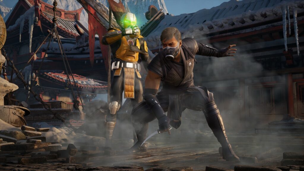 Mortal Kombat 1 PC requirements - two characters posing, one with a small blade.
