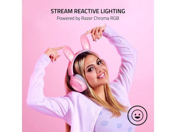 Bunny) - Stream Reactive Lighting - Detachable HyperClear Cardioid Mic - 50mm Drivers - 7.1 Surround Sound - Quartz Pink